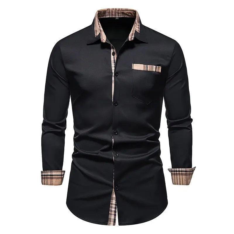 Plaid Patchwork Formal Shirts for Men - GLR SHOPPING