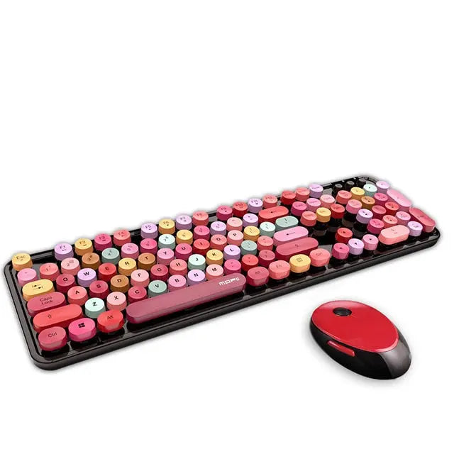 Wireless Candy Color Round Keycap Keyboard Set - GLR SHOPPING