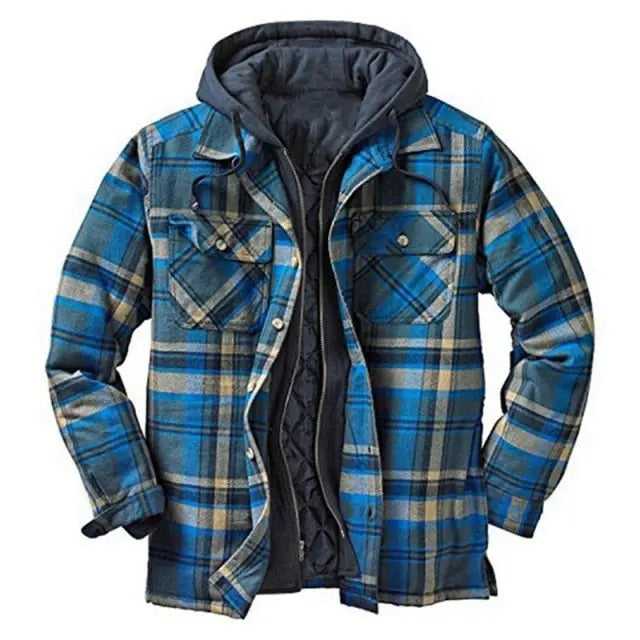 Plaid Long-sleeved Hooded Jacket - GLR SHOPPING