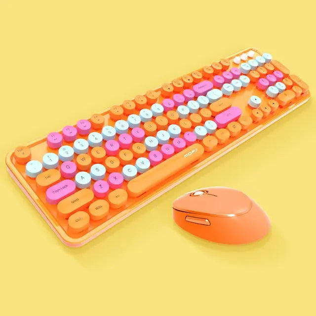 Wireless Candy Color Round Keycap Keyboard Set - GLR SHOPPING