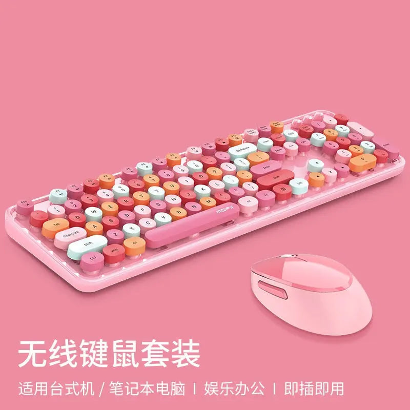 Wireless Candy Color Round Keycap Keyboard Set - GLR SHOPPING