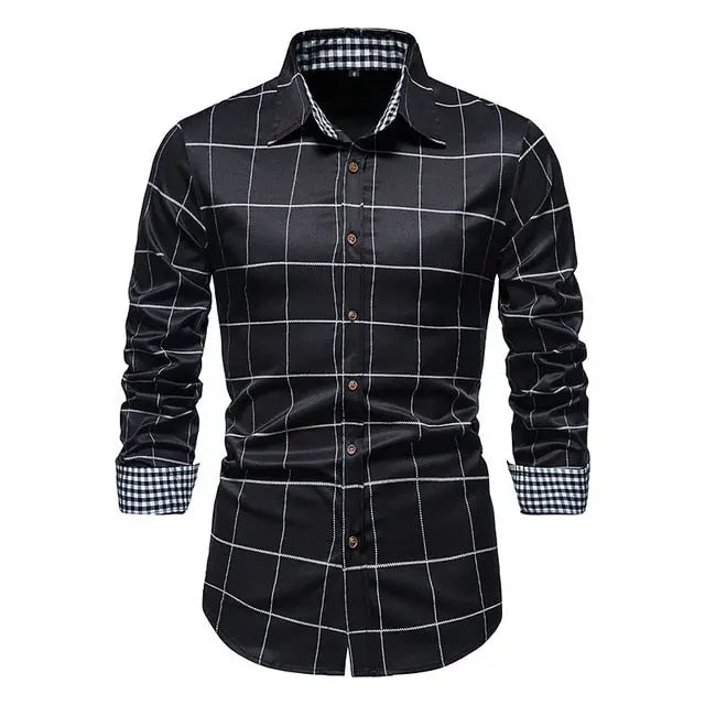 Plaid Patchwork Formal Shirts for Men - GLR SHOPPING