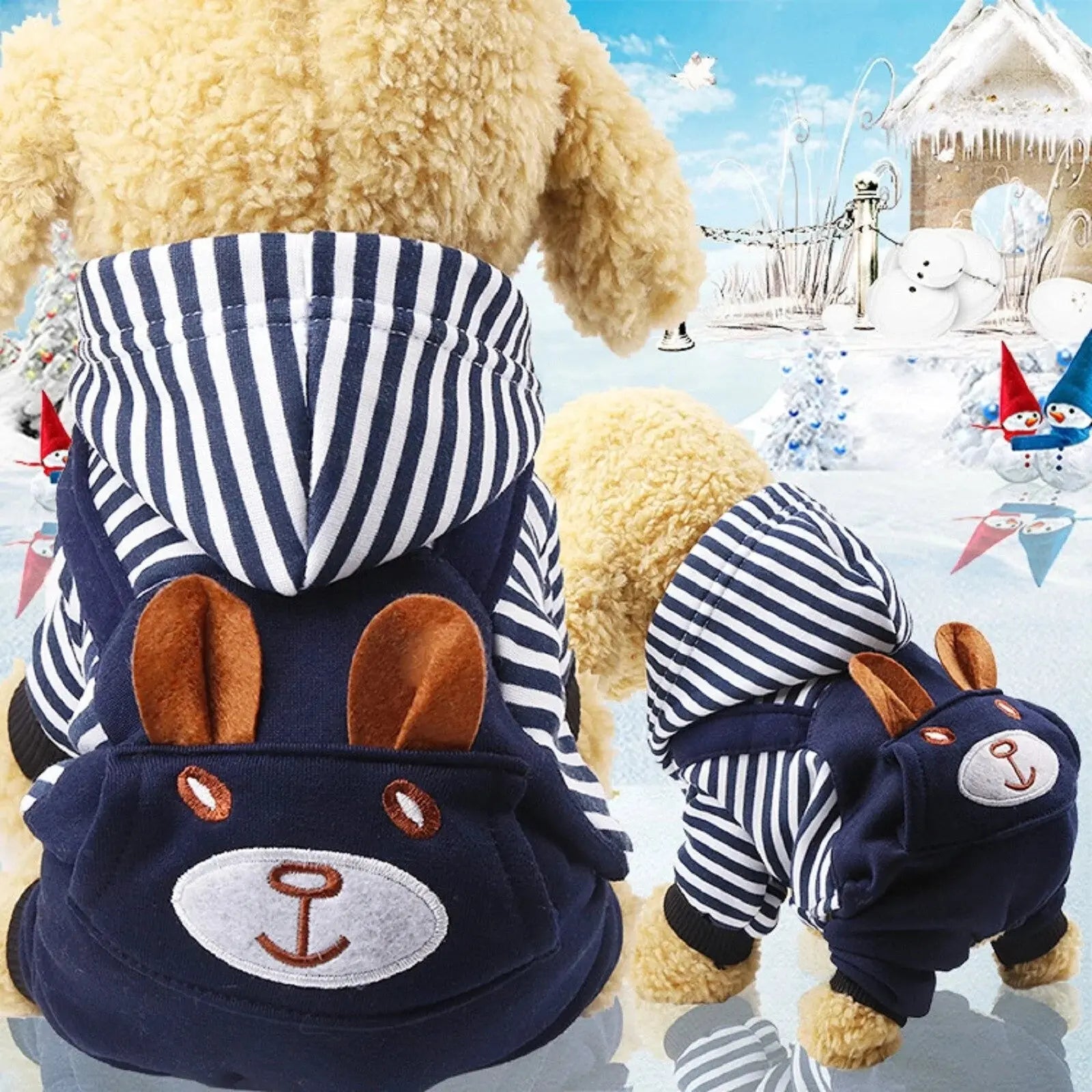 Hoodie Style Striped Dog Winter Clothes - GLR SHOPPING