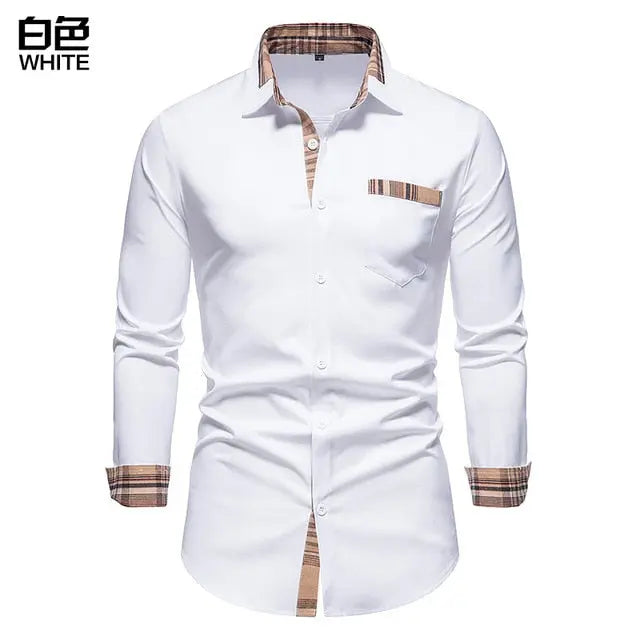 Plaid Patchwork Formal Shirts for Men - GLR SHOPPING