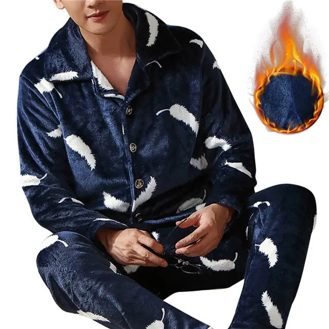 Mens Coral Fleece Sleepwear Pajamas - GLR SHOPPING