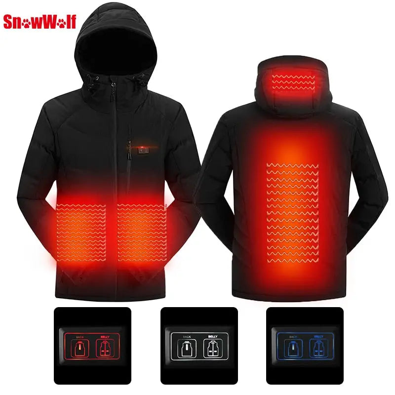 Men Winter Outdoor USB Infrared Heating Hooded Jacket - GLR SHOPPING