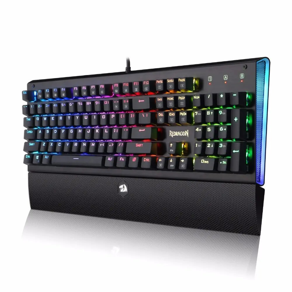 Redragon ARYAMAN K569RGB Backlit Game console keyboard 104-key mechanical keyboard with wrist rest blue switch - GLR SHOPPING