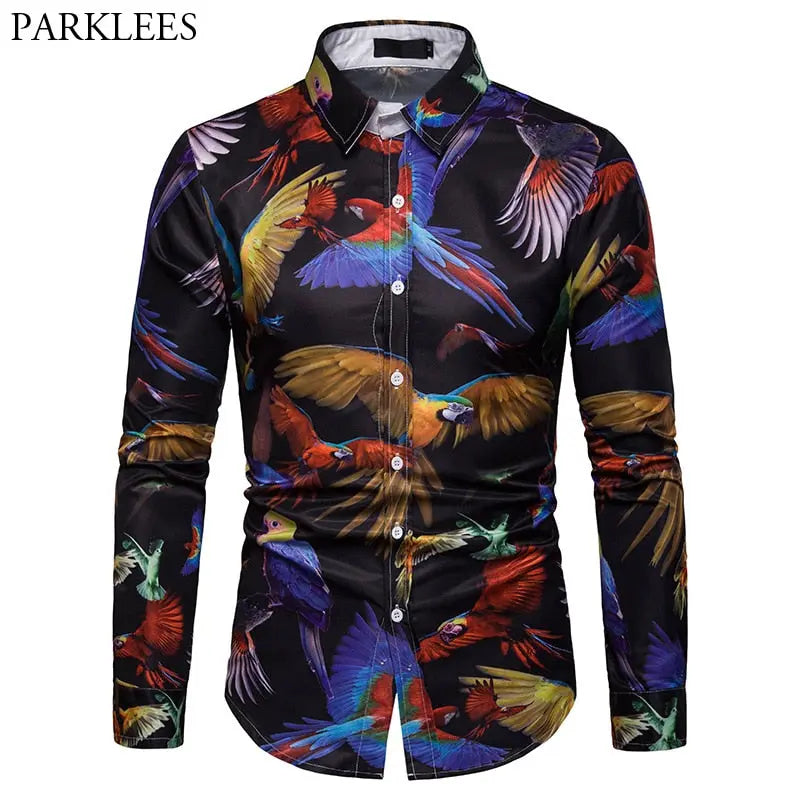 3D Parrot Animal Print Shirt Men - GLR SHOPPING