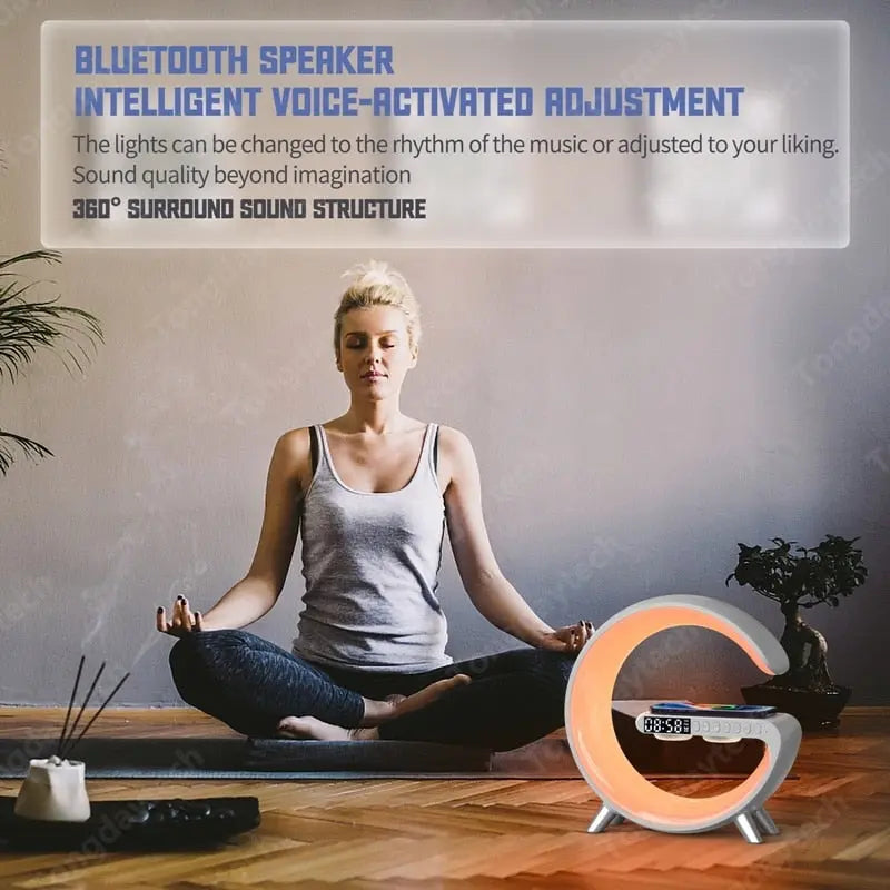 Multifunctional Wireless Charger Alarm Clock Speaker - GLR SHOPPING
