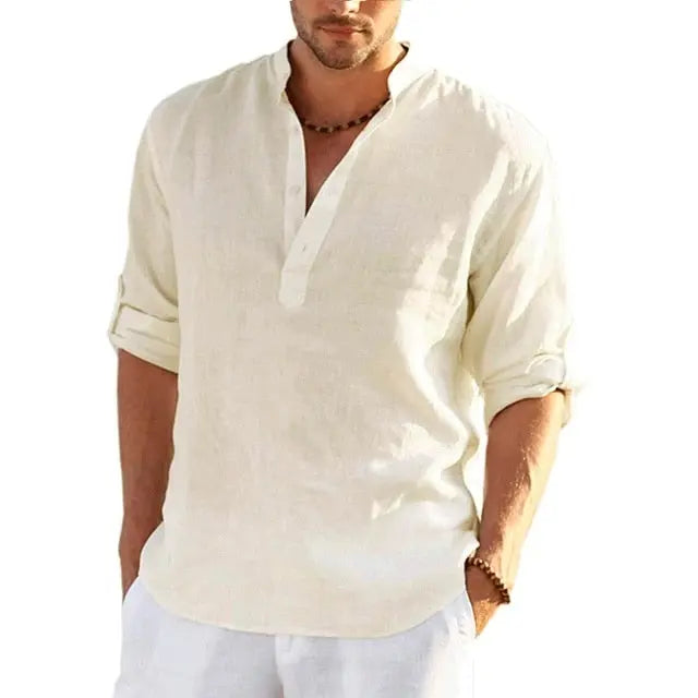 Men's Linen Long Sleeve Shirt - GLR SHOPPING