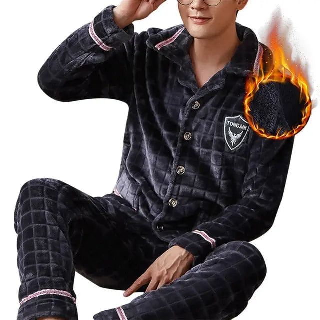 Mens Coral Fleece Sleepwear Pajamas - GLR SHOPPING