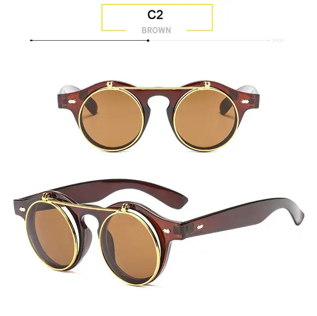 Round Flip Up Sunglasses - GLR SHOPPING