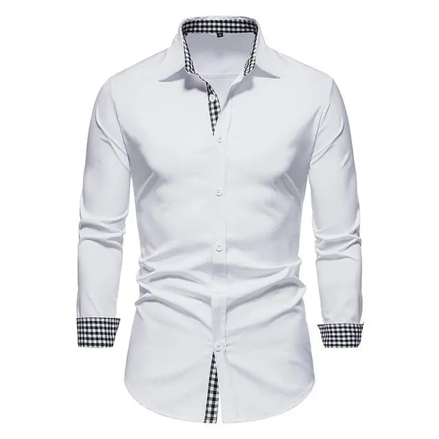 Plaid Patchwork Formal Shirts for Men - GLR SHOPPING
