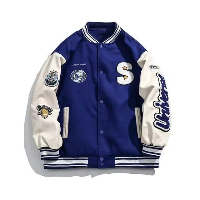 Quilted Embroidered Baseball Jacket - GLR SHOPPING