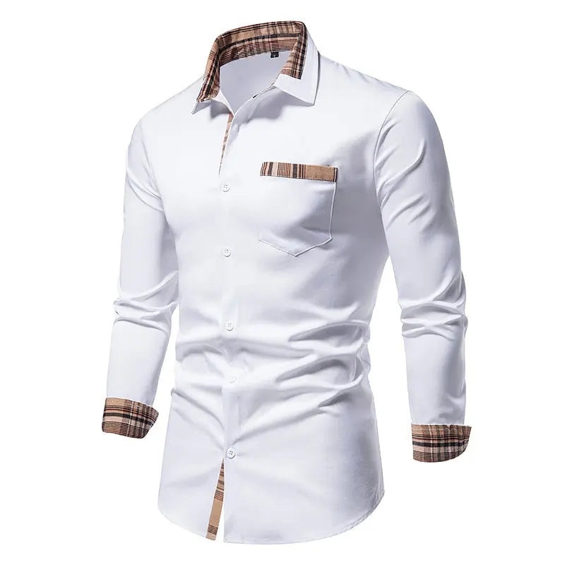 Plaid Patchwork Formal Shirts for Men - GLR SHOPPING
