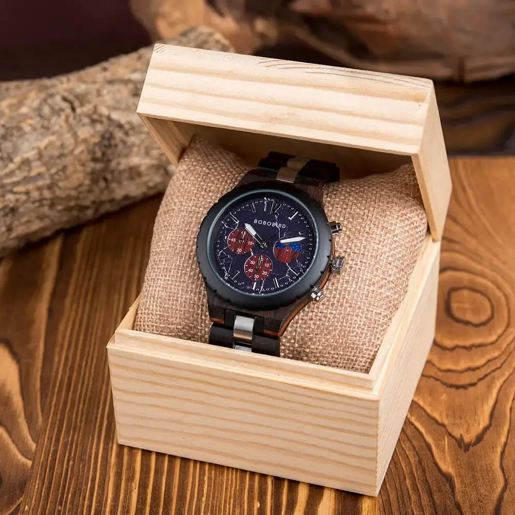 Luxury Wooden Chronograph Watch for Men - GLR SHOPPING