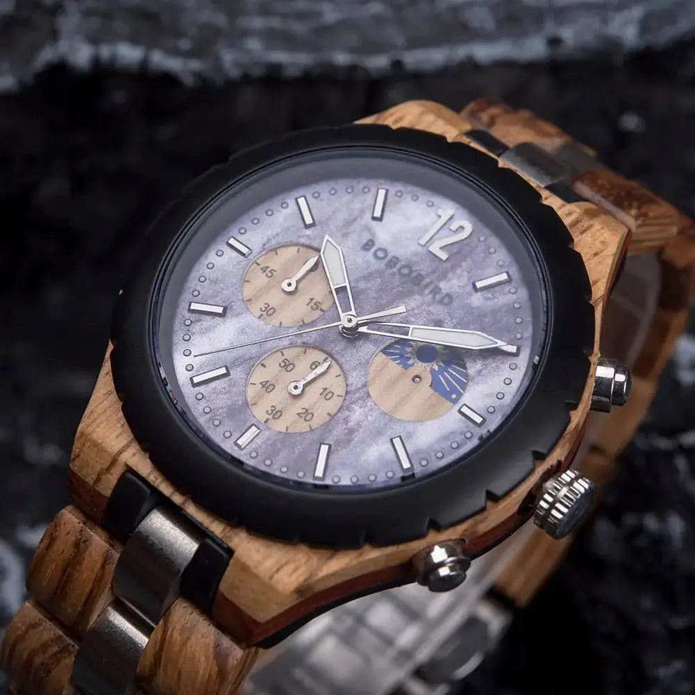Luxury Wooden Chronograph Watch for Men - GLR SHOPPING