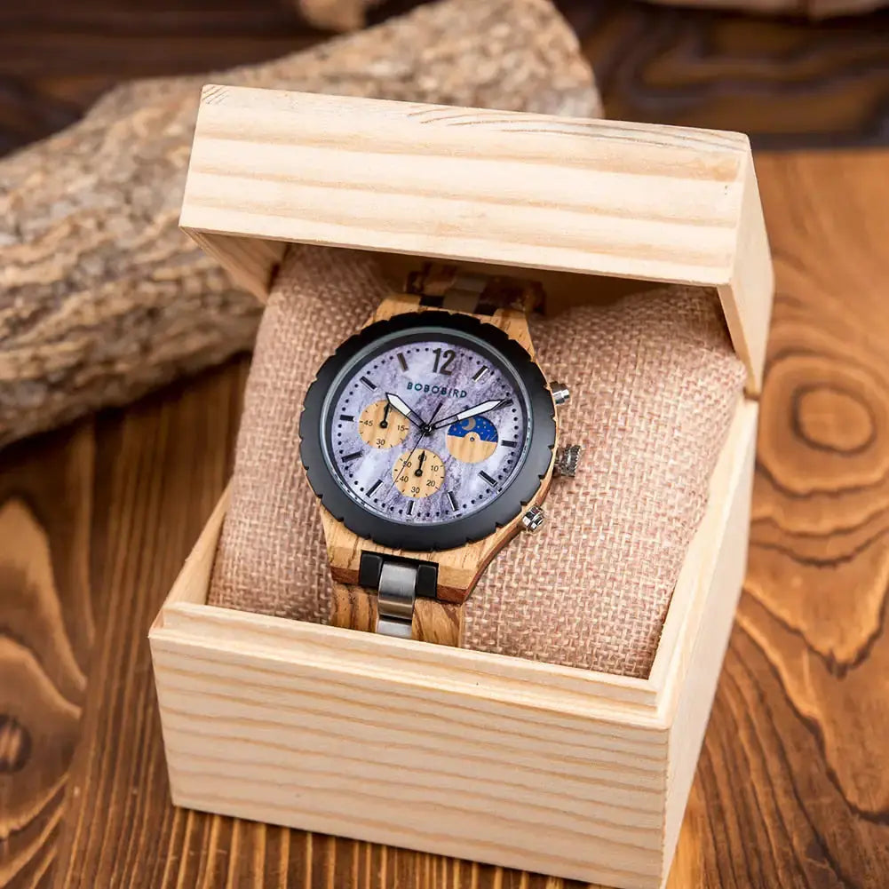 Luxury Wooden Chronograph Watch for Men - GLR SHOPPING