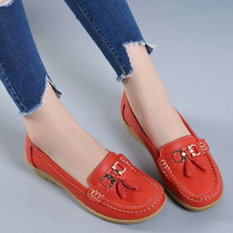 Women Flats Ballet Shoes Cut Out Leather Breathable Moccasins Women - GLR SHOPPING