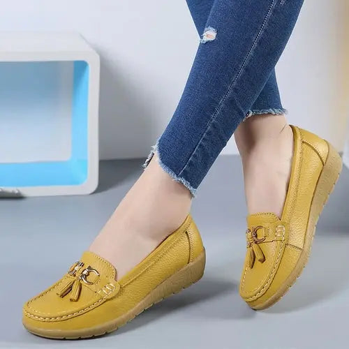 Women Flats Ballet Shoes Cut Out Leather Breathable Moccasins Women - GLR SHOPPING