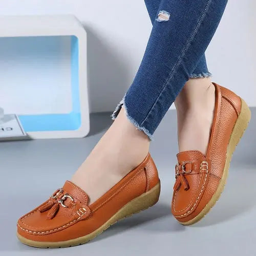 Women Flats Ballet Shoes Cut Out Leather Breathable Moccasins Women - GLR SHOPPING