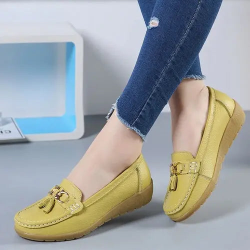 Women Flats Ballet Shoes Cut Out Leather Breathable Moccasins Women - GLR SHOPPING