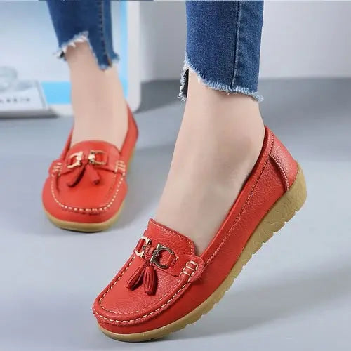 Women Flats Ballet Shoes Cut Out Leather Breathable Moccasins Women - GLR SHOPPING