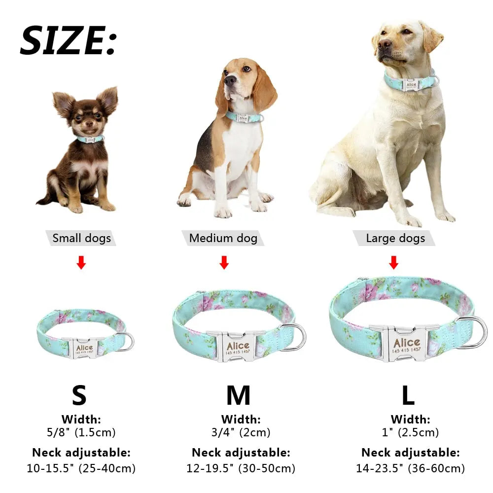 Dog Collar Personalized Nylon Pet Dog Tag Collar Custom Puppy Cat - GLR SHOPPING
