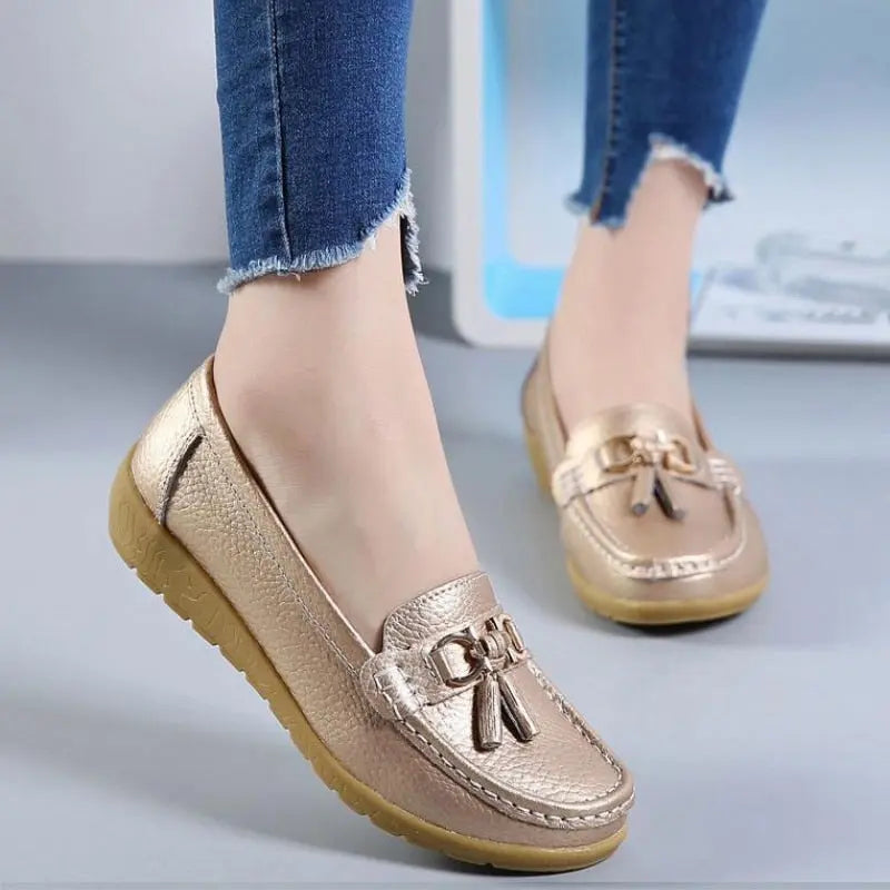 Women Flats Ballet Shoes Cut Out Leather Breathable Moccasins Women - GLR SHOPPING