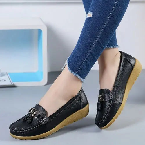 Women Flats Ballet Shoes Cut Out Leather Breathable Moccasins Women - GLR SHOPPING
