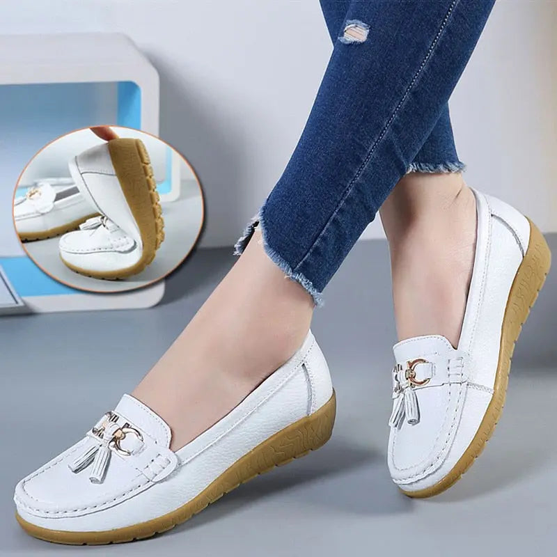 Women Flats Ballet Shoes Cut Out Leather Breathable Moccasins Women - GLR SHOPPING