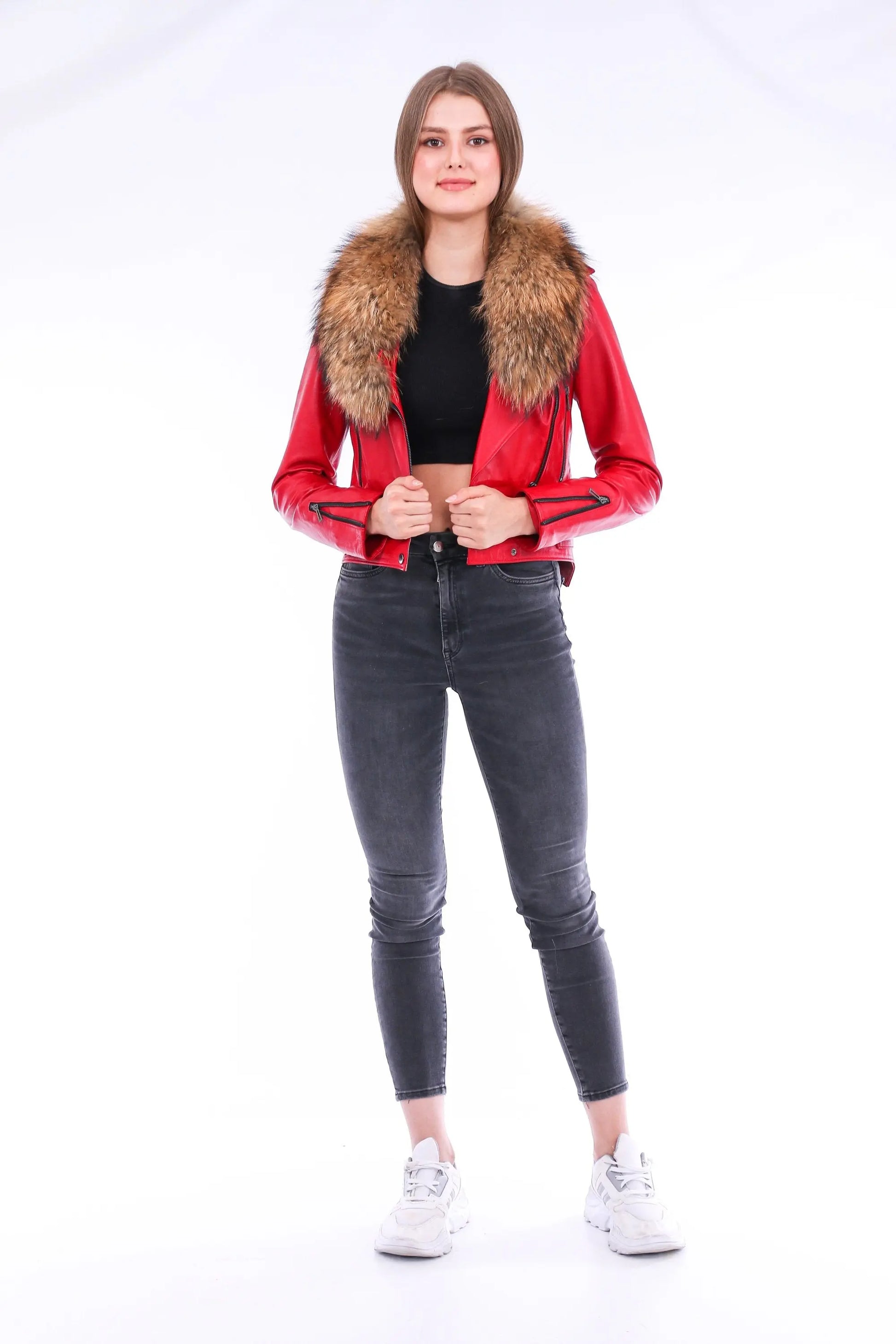 Buttagi Leather Biker Jacket - Red - GLR SHOPPING