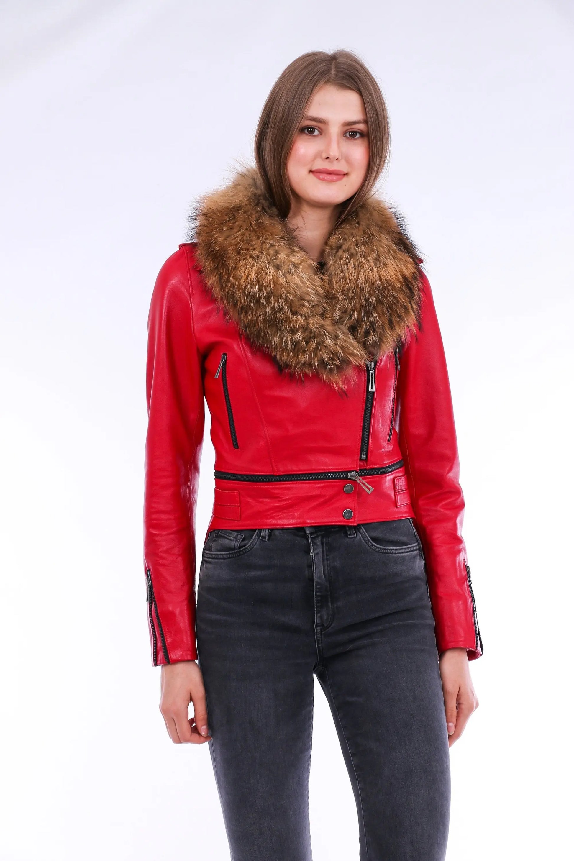 Buttagi Leather Biker Jacket - Red - GLR SHOPPING
