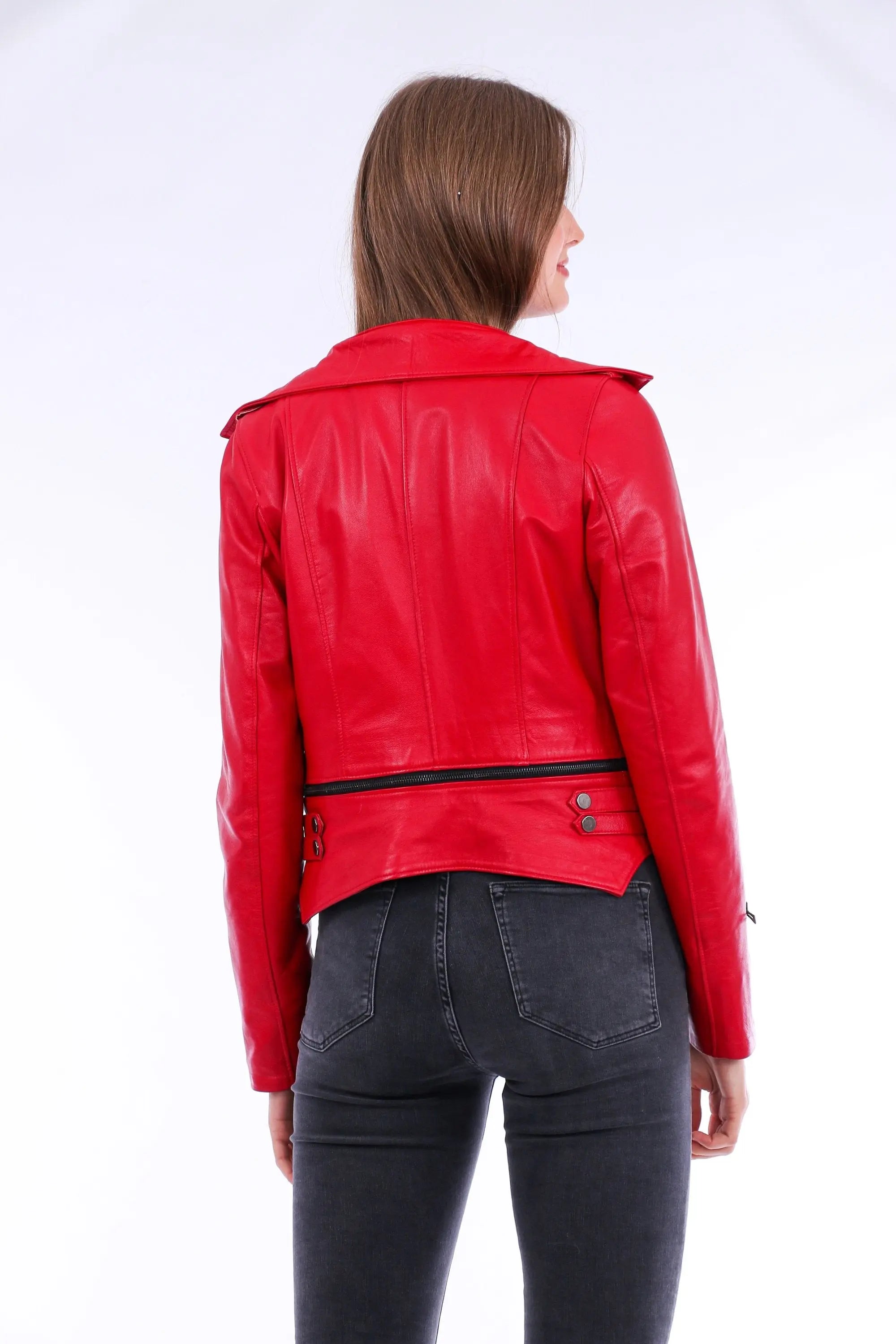Buttagi Leather Biker Jacket - Red - GLR SHOPPING
