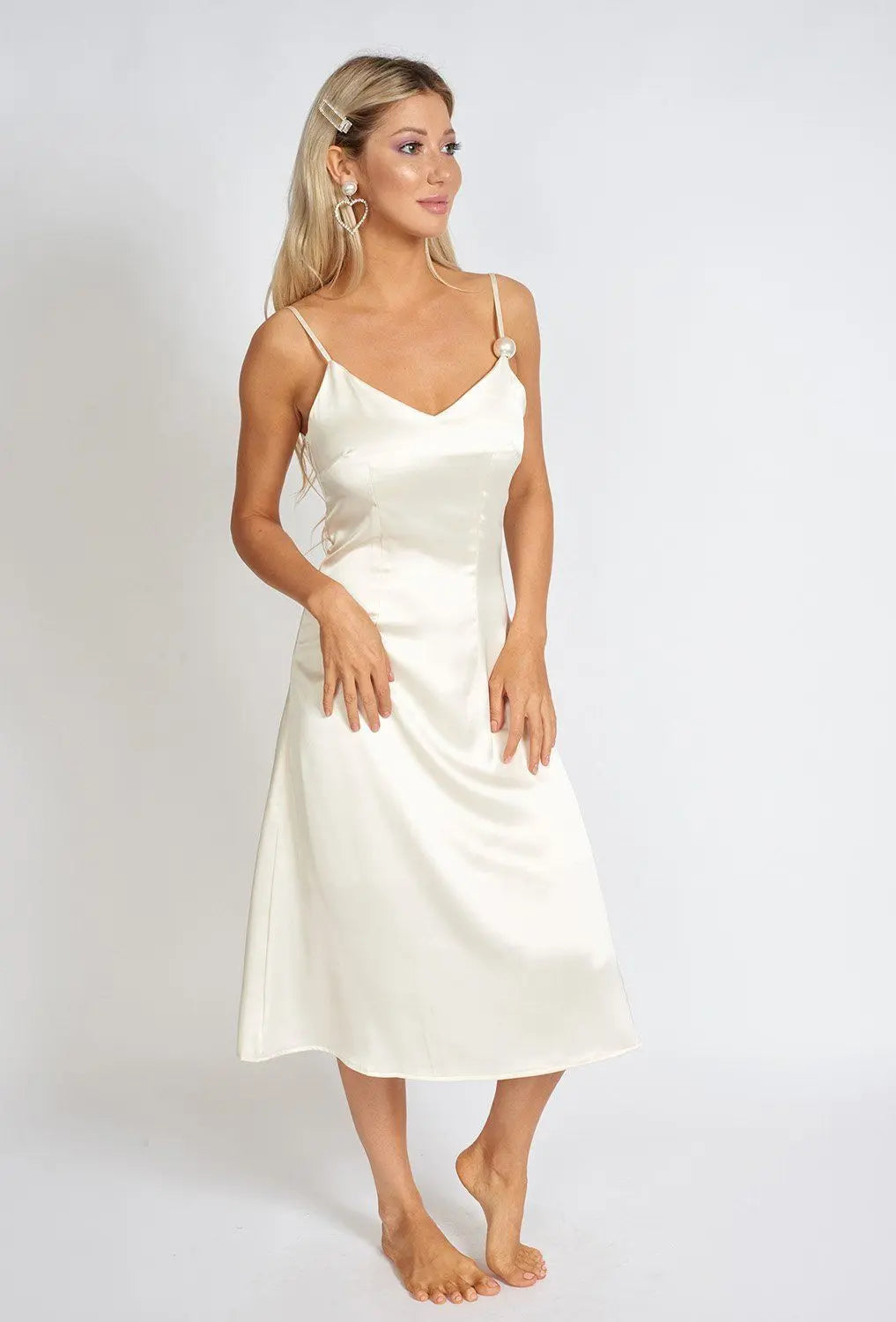 Léonie One Pearl Satin Slip Dress - GLR SHOPPING