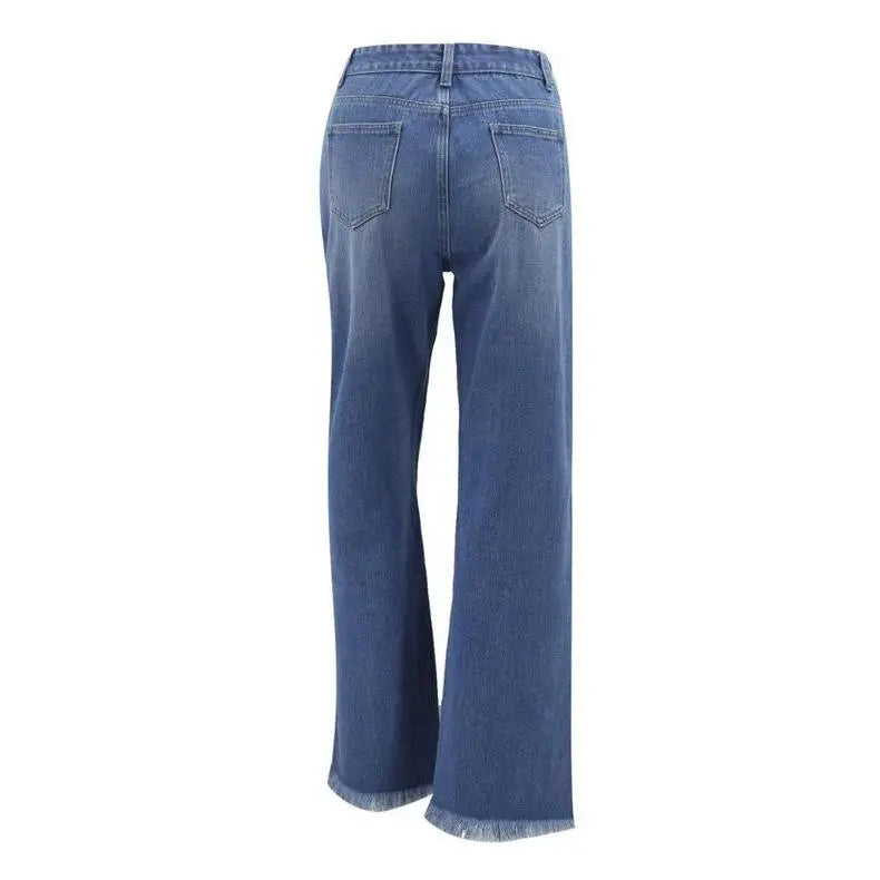 Women's Casual Denim Pants High Waisted Wide Leg Jeans - GLR SHOPPING