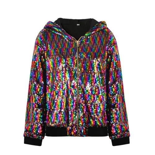 Women Tassel Sequin Jacket 2022 Autumn Winter Streewear Rock BF Retro - GLR SHOPPING