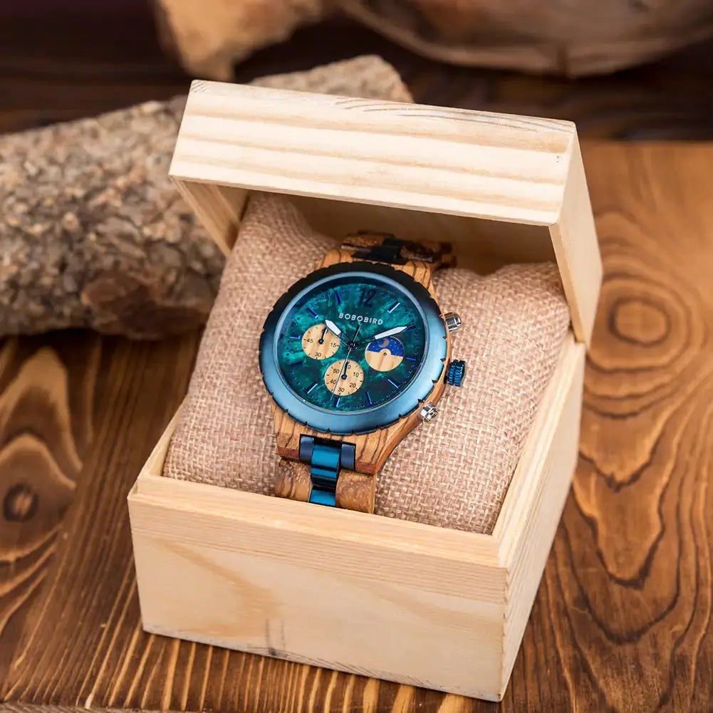 Luxury Wooden Chronograph Watch for Men - GLR SHOPPING