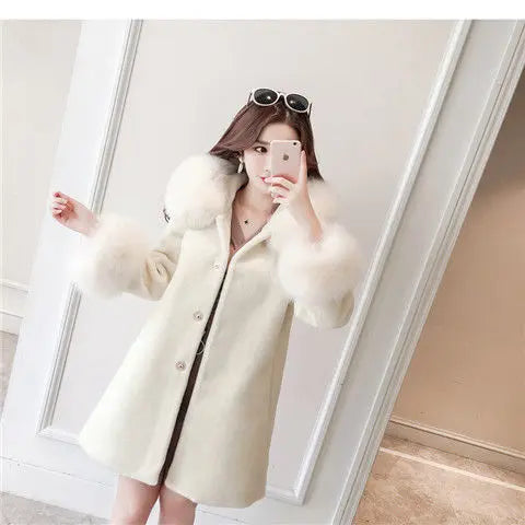 Winter New Women's Warm Fur Coat, Faux Fur Faux Fur Hooded Mid-length - GLR SHOPPING