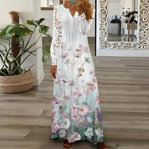 V Neck Sexy Lace Long Sleeves Dress - GLR SHOPPING