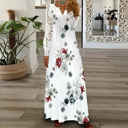 V Neck Sexy Lace Long Sleeves Dress - GLR SHOPPING