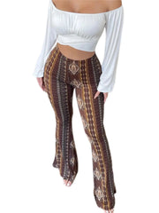 Women's  Flare Ethnic Print Pants - GLR SHOPPING
