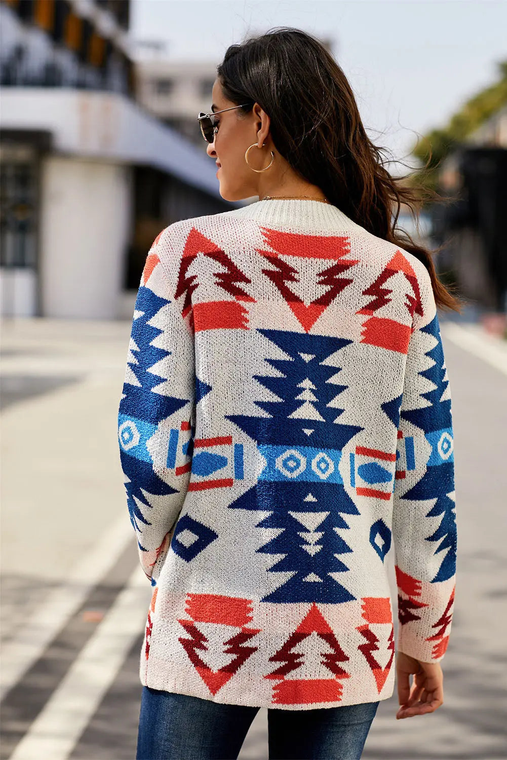 White Moraga Pocketed Aztec Winter Cardigan - GLR SHOPPING