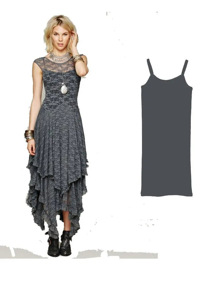 Asymmetric Hem Lace Dress - GLR SHOPPING