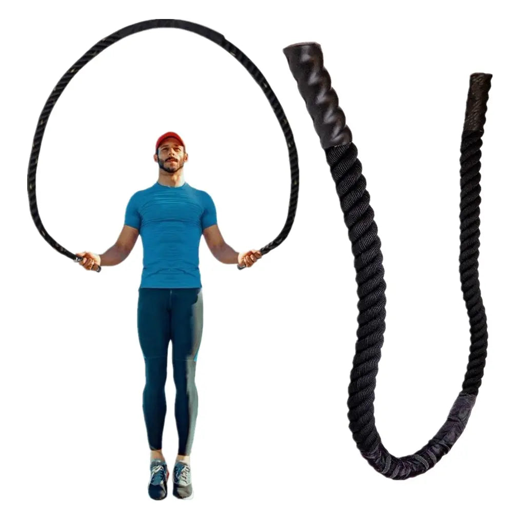 25mm Fitness Heavy Jump Rope Crossfit Weighted Battle Skipping Ropes Power Training Improve Strength Building Muscle 2.8m/3m - GLR SHOPPING