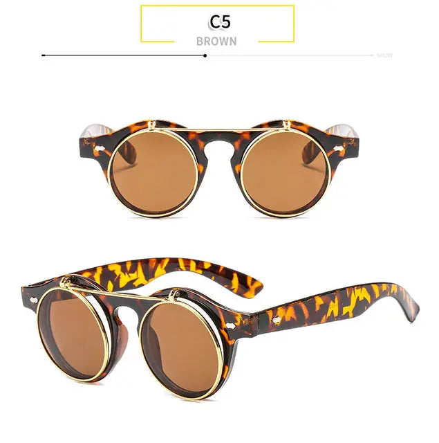 Round Flip Up Sunglasses - GLR SHOPPING