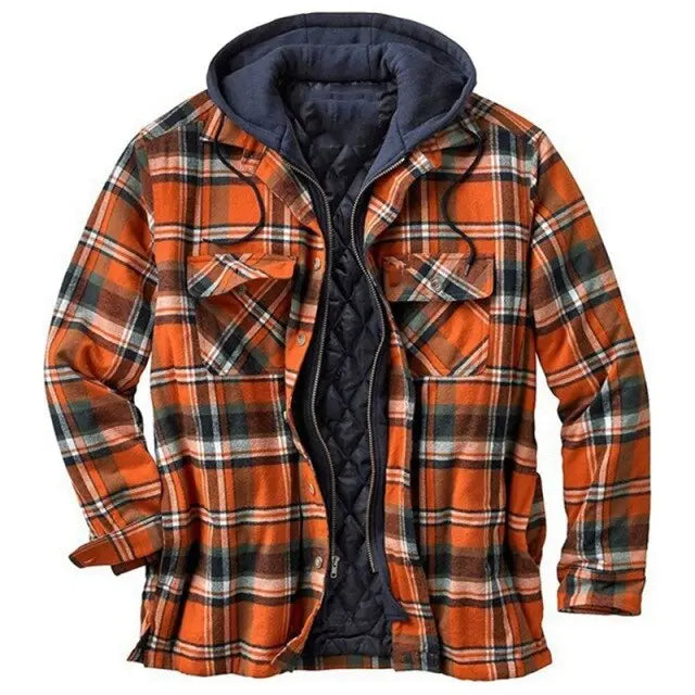 Plaid Long-sleeved Hooded Jacket - GLR SHOPPING