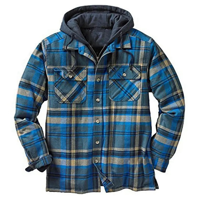 Plaid Long-sleeved Hooded Jacket - GLR SHOPPING
