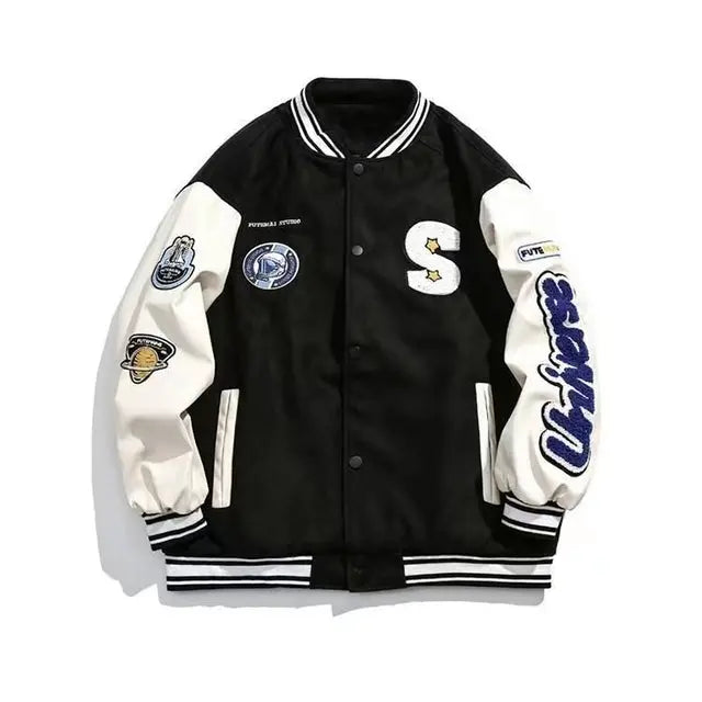 Quilted Embroidered Baseball Jacket - GLR SHOPPING