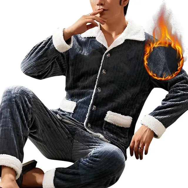 Mens Coral Fleece Sleepwear Pajamas - GLR SHOPPING